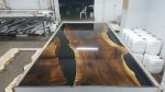 Walnut Dining Table, Custom 108” x 48” Walnut Black Table, Live Edge Table, Epoxy Dining Table, Custom Order for Courtney on Sale