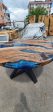 Walnut Dining Table, Custom 48” Diameter Round Walnut Wood Blue, Turquoise, White Waves Table, Epoxy Dining Table, Order for Lindsey Chaa For Cheap