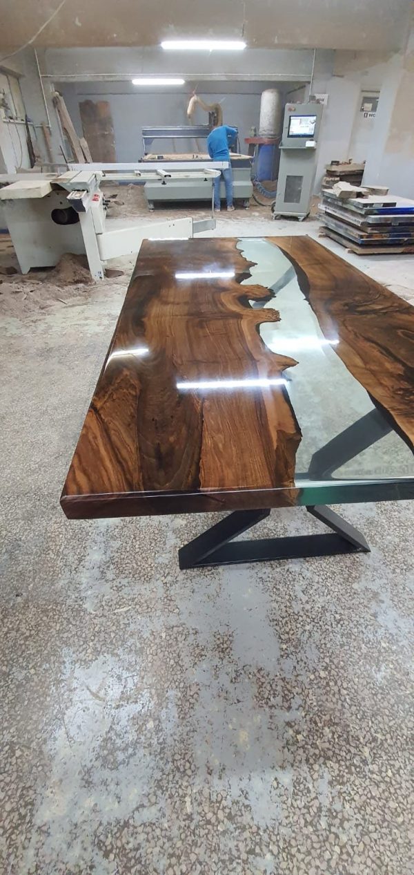 Handmade Epoxy Table, Custom 72  x 36   Epoxy Table, Wood Resin Clear Table, Epoxy Walnut Dining Table, Ultra Clear Epoxy Table for Regla Hot on Sale