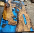 Made to Order Custom Table, Deep Sea Blue River Epoxy Table, Custom Walnut Epoxy Table, Resin Blue Epoxy, River Dining Table, Epoxy Table For Cheap