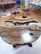 Round Dining Table, River Table, Custom 48” Round Walnut Transparent Light Sky Blue Table, Epoxy River Table, Order for Kristie 3 Cheap