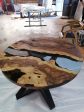 Round Dining Table, River Table, Custom 48” Round Walnut Transparent Light Sky Blue Table, Epoxy River Table, Order for Kristie 3 Cheap