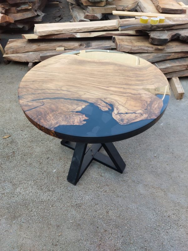 Epoxy Round Table, Epoxy Dining Table, Walnut Epoxy River Table, Custom 36” Round Walnut Wood Table, Black Epoxy Table, Order for Kelsey Discount