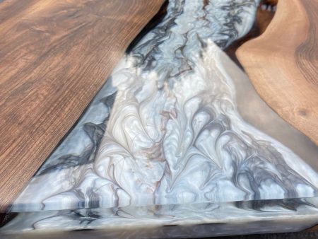 Epoxy Marble Table, Custom 78” x 42” Walnut Wood Gray Marble Affect Table,  Epoxy Table, Live Edge Table, Custom for Amber M Supply