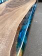 Handmade Epoxy Table, Custom 60” x 28” Walnut Blue, Turquoise, Green Epoxy Table, Epoxy River Table, Live Edge Table, Custom Order for Jesse Online now