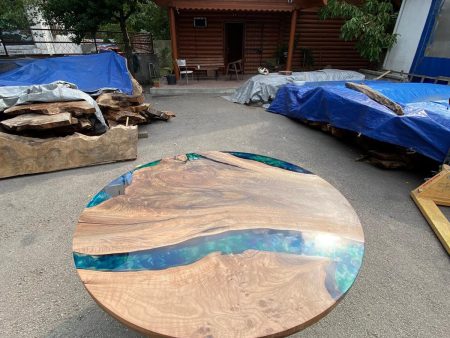 Epoxy Resin Table, Custom 60” Diameter Round Table, White Epoxy Table for Deepali Hot on Sale