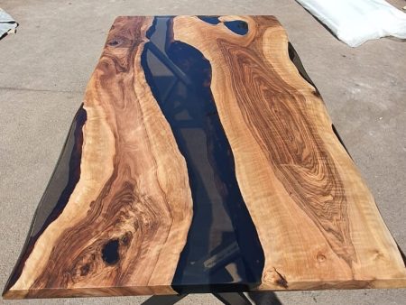 Epoxy Table, Epoxy Dining Table, Walnut Epoxy Table, River Dining Table, Custom 72” x 42” Walnut Smokey Gray Epoxy Table Order for Rob Online Hot Sale