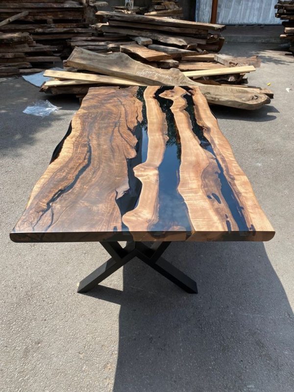 Live Edge Table, Custom 72  x 36  Epoxy Table, Walnut Dining Table, Epoxy Resin Table, Black Epoxy Table, Custom Order for Jessica John For Discount