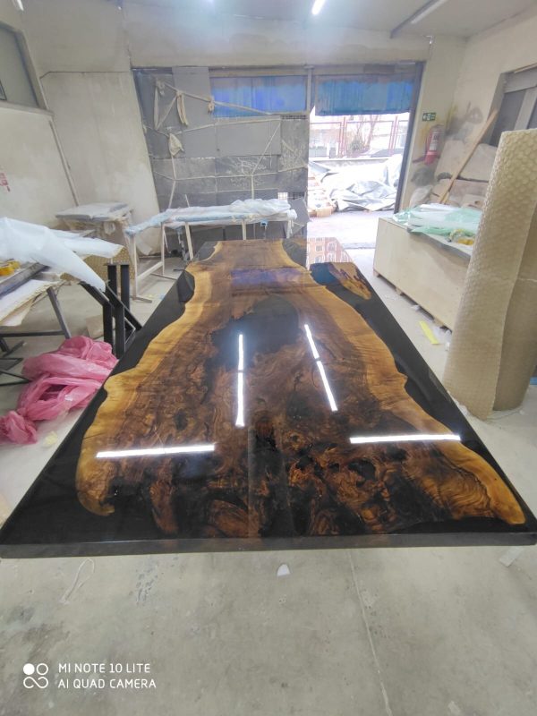 Walnut Dining Table, Custom 108” x 48” Walnut Black Table, Live Edge Table, Epoxy Dining Table, Custom Order for Courtney on Sale