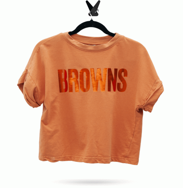 Cleveland Browns Crop Rework Puff Sleeve Fashion