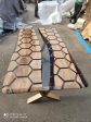 60” x 30” Walnut Clear Epoxy Table, Hexagon Honeycomb Table, Clear Resin Walnut Table, Handmade Epoxy Table, Unique Resin Table for E Sale