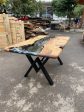 Live Edge Table, Epoxy Resin Table, Custom 60” x 36” Chestnut Smokey Gray Epoxy with White Strike Resin River Dining Table, Order for Rahad Fashion