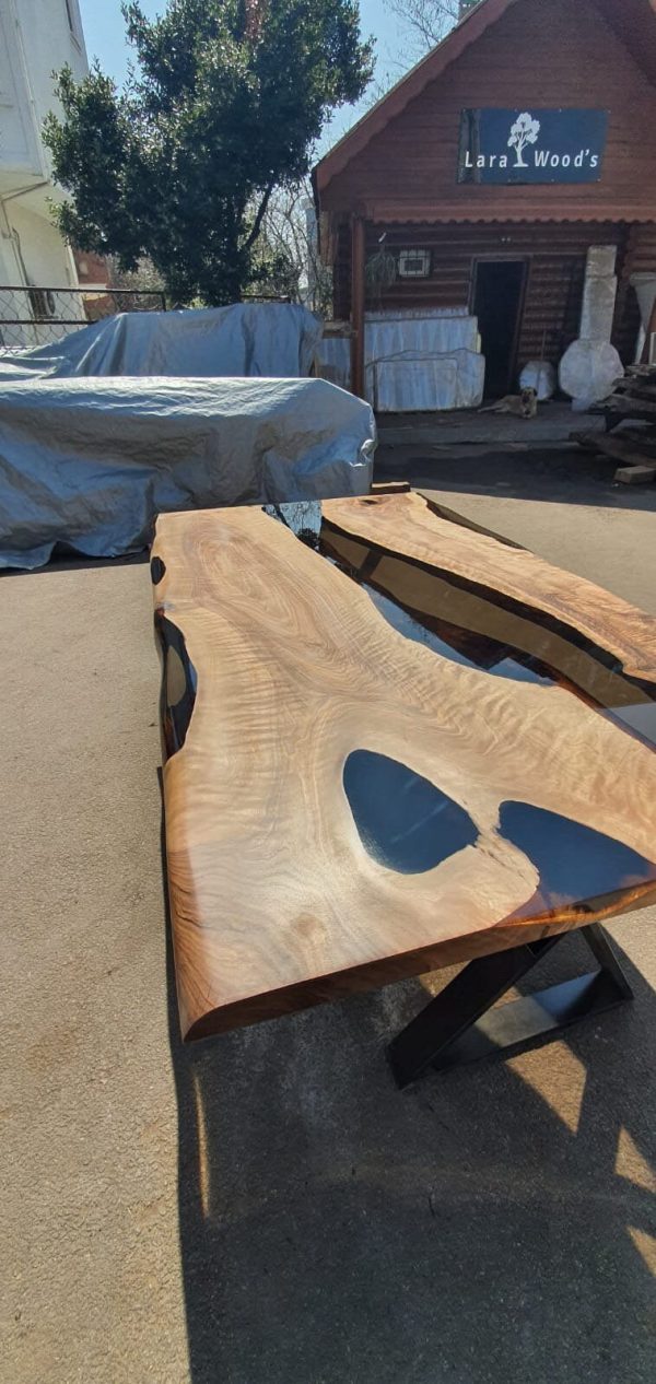 Epoxy Table, Epoxy Dining Table, Walnut Epoxy Table, River Dining Table, Custom 72” x 42” Walnut Smokey Gray Epoxy Table Order for Rob Online Hot Sale