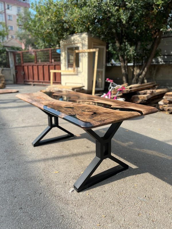 Handmade Epoxy Table, Walnut Dining Table, Live Edge Table, Epoxy Resin Table, Custom 72” x 36” Walnut Table, River Table, Order for Deese on Sale