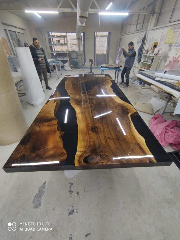 Walnut Dining Table, Custom 108” x 48” Walnut Black Table, Live Edge Table, Epoxy Dining Table, Custom Order for Courtney on Sale