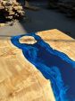 Epoxy Dining Table, Live Edge Table, Custom 79” x 44” Poplar Wood Blue, Turquoise and White Waves Epoxy River Dining Table, Order for Laurel For Sale