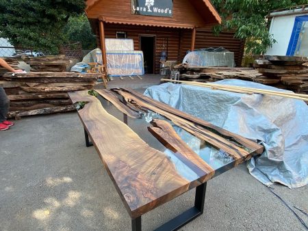 Walnut Dining Table, Custom 96” x 39.5” Walnut Wood Table, Clear Epoxy Table, River Table, Live Edge Table, Custom  Order for Beatriz Cheap