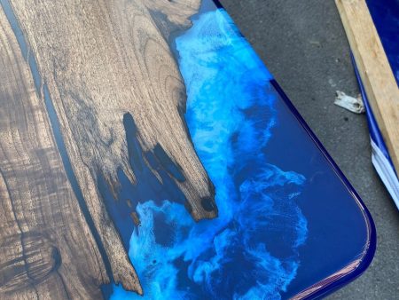 Handmade Epoxy Table, Custom 96” x 36” Walnut Deep Ocean Blue Table, Epoxy River Dining, Live Edge Table, Custom Order for Brandon A Online now