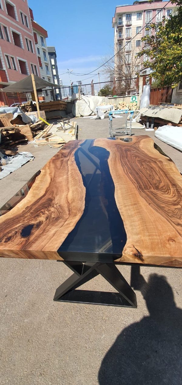 Epoxy Table, Epoxy Dining Table, Walnut Epoxy Table, River Dining Table, Custom 72” x 42” Walnut Smokey Gray Epoxy Table Order for Rob Online Hot Sale