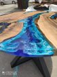 Walnut Dining Table, Custom 48” Diameter Round Walnut Wood Blue, Turquoise, White Waves Table, Epoxy Dining Table, Order for Lindsey Chaa For Cheap