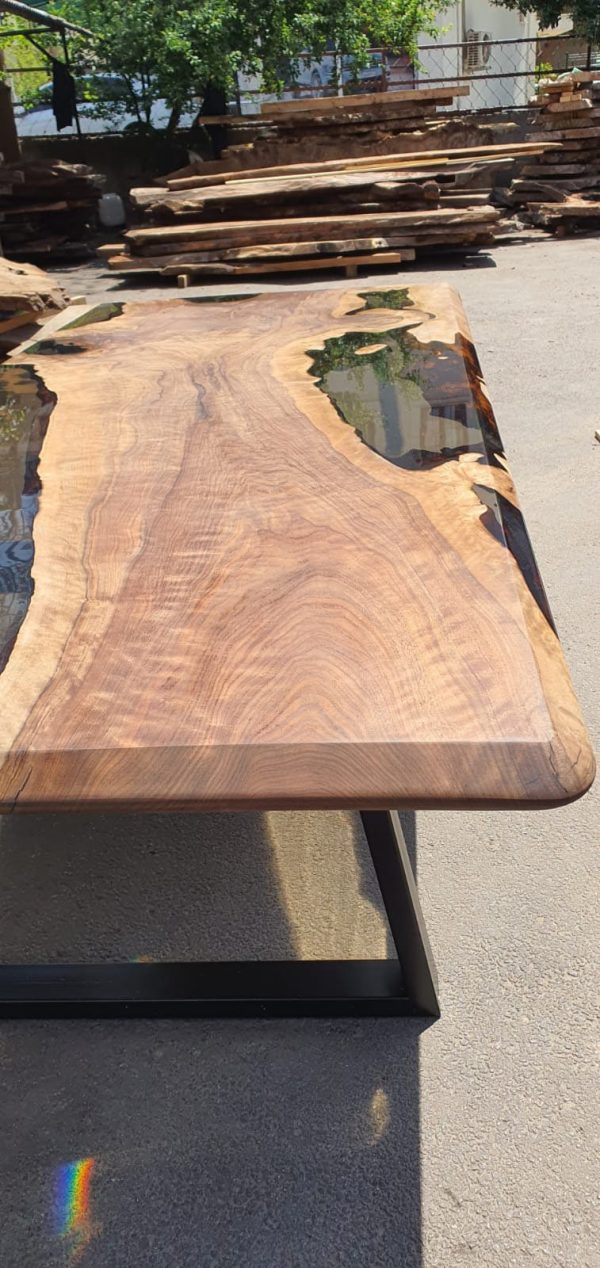 Epoxy Resin Table, Live Edge Table, Custom 96” x 42” Walnut Smoke Gray Table, Epoxy River Table, Custom Order for Andrea W Hot on Sale