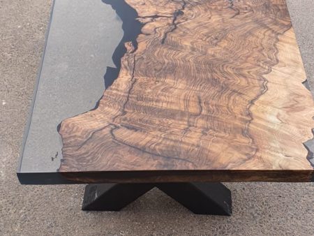 Epoxy Coffee Table, Custom 45” x 22” Walnut Smokey Gray Table, Epoxy River Coffee Table, Live Edge Table, Custom Order for Irome Fashion