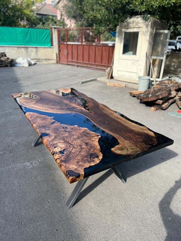 Handmade Epoxy Table, Epoxy Table, Epoxy Dining Table, Custom 92” x 45” Walnut Black Epoxy Table, Epoxy Dining Table, Order for Eric Cheap