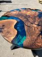 Round Dining Table, Custom 40” Round Walnut Blue Table, Turquoise, Green Epoxy Table, Epoxy Dining Table, Custom Order for Diana Cheap