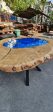 Round Dining Table, Custom Coffee Table, Epoxy Coffee Table, Custom 30  Oval Walnut Deep Blue Coffee Table, Live Edge Table, Order for VN on Sale