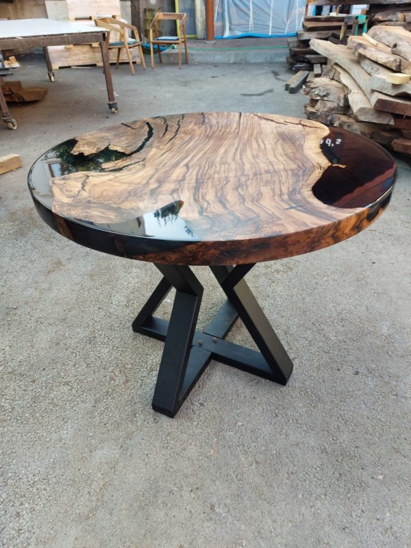 Epoxy Round Table, Epoxy Dining Table, Walnut Epoxy River Table, Custom 36” Round Walnut Wood Table, Black Epoxy Table, Order for Kelsey Discount