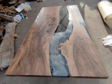 Custom 72” x 38” Walnut Smoke Gray Epoxy River Table Order for Leahnna Online Hot Sale