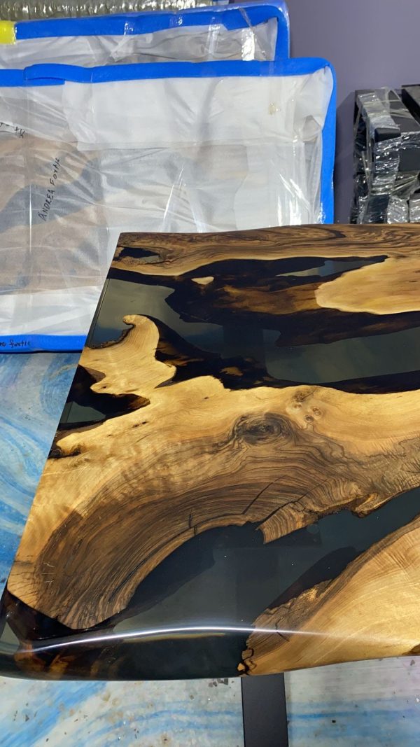 Handmade Epoxy Table, Custom 80” x 38” Walnut Smokey Gray Table, Live Edge Table, Epoxy River Table, Wooden Table, Order for Stephanie L Hot on Sale