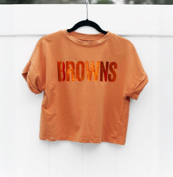 Cleveland Browns Crop Rework Puff Sleeve Fashion