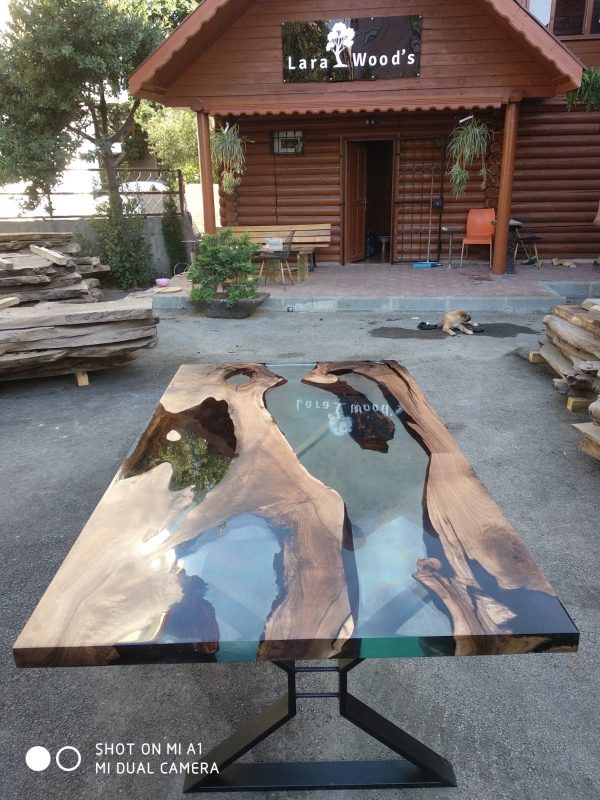 Epoxy Dining Table, Custom 84” x 48” Walnut Table, Clear Epoxy Table,  River Dining Table, Live Edge Table, Custom Order for Clint For Discount