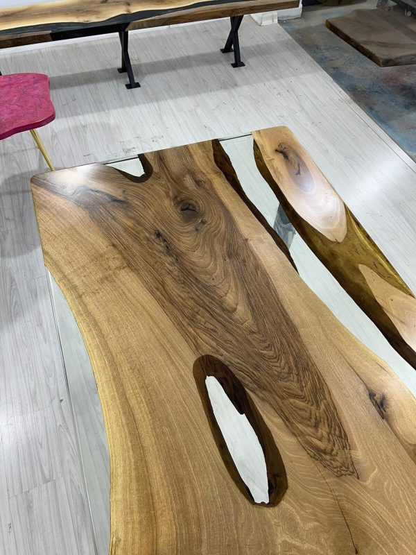 Epoxy Table, Epoxy Dining Table, Walnut Epoxy River Table, Custom 72” x 36” Walnut Clear Epoxy River Table Order for Lisa M For Discount