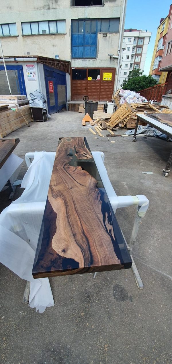 Walnut Dining Bench, Custom matcihng bench for 75” x 30” Walnut Epoxy Table, Live Edge Table Bench, Custom Order for Coretta Supply