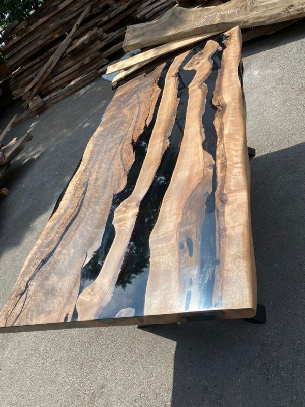 Live Edge Table, Custom 72  x 36  Epoxy Table, Walnut Dining Table, Epoxy Resin Table, Black Epoxy Table, Custom Order for Jessica John For Discount