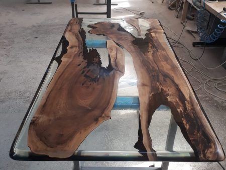 Handmade Epoxy Table, Epoxy Resin Table, Custom 72  x 36  Wood Resin Clear Table, Epoxy Walnut Dining Table, Ultra Clear Epoxy Table For Discount