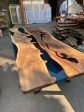 Live Edge Table, Custom 115” x 48” Walnut Wood Transparent Translucent Turquoise Green Table, Epoxy River Table, Custom Order for Constance Online