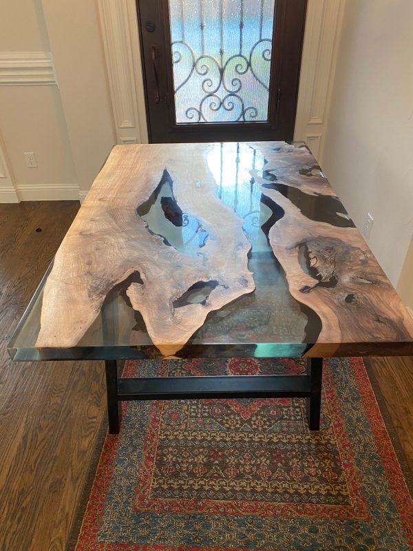 Epoxy Table, Epoxy Dining Table, Walnut Epoxy River Table, Custom 60  x 38  Walnut River Table, Epoxy Dining Table Order for Kristi Cheap