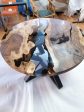 Round Dining Table, Custom 48” Round Walnut Transparent Light Sky Blue Table, Epoxy River Table, Live Edge Table, Custom Order for Kristie 2 Discount