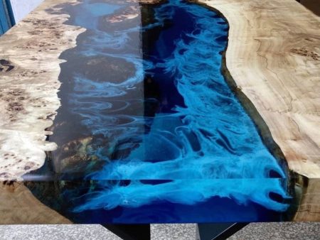 Made to Order Custom Table, Deep Sea Blue River Epoxy Table, Custom Walnut Epoxy Table, Resin Blue Epoxy, River Dining Table, Epoxy Table For Cheap