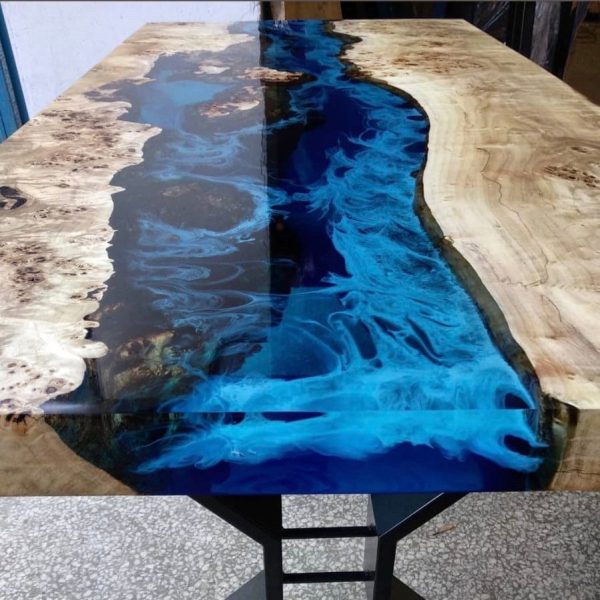 Made to Order Custom Table, Deep Sea Blue River Epoxy Table, Custom Walnut Epoxy Table, Resin Blue Epoxy, River Dining Table, Epoxy Table For Cheap