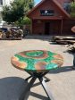 Round Dining Table, Live Edge Table, Custom 40” Diameter Round Walnut Wood Metallic Emerald Green Epoxy Dining Table, Order for Donny Cheap