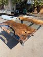 Epoxy Table, Epoxy Dining Table, Walnut Epoxy Table, River Dining Table, Custom 60” x 60” Walnut Smokey Gray Epoxy Table, Order for Sally D Online