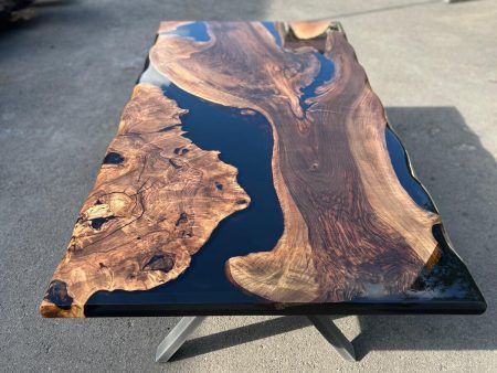 Handmade Epoxy Table, Epoxy Table, Epoxy Dining Table, Custom 92” x 45” Walnut Black Epoxy Table, Epoxy Dining Table, Order for Eric Cheap