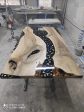 Black Epoxy Resin River Table, Custom 80” x 42” Walnut Black Table, Custom Gold Leaf River Table for E For Cheap