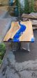 Epoxy Table, Epoxy Dining Table, Walnut Epoxy River Table, Custom 65  x 42  Walnut Wood Ocean Blue Epoxy Table, River Table Order for Denise Supply