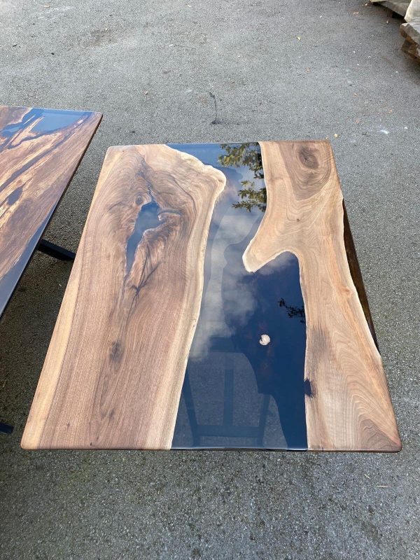 Epoxy Table, Epoxy Dining Tabletop, Walnut Table top, Custom 48” x 36” Walnut Smoke Gray Epoxy River Table Top Order for Matt H Online now