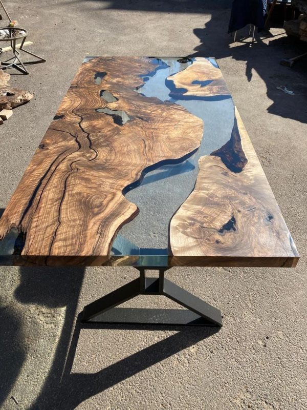 Custom Epoxy Resin Table, Custom 72” x 36” Walnut Table, Clear Epoxy Table, River Table, Live Edge Table, Custom  Order for Bruce Online Hot Sale